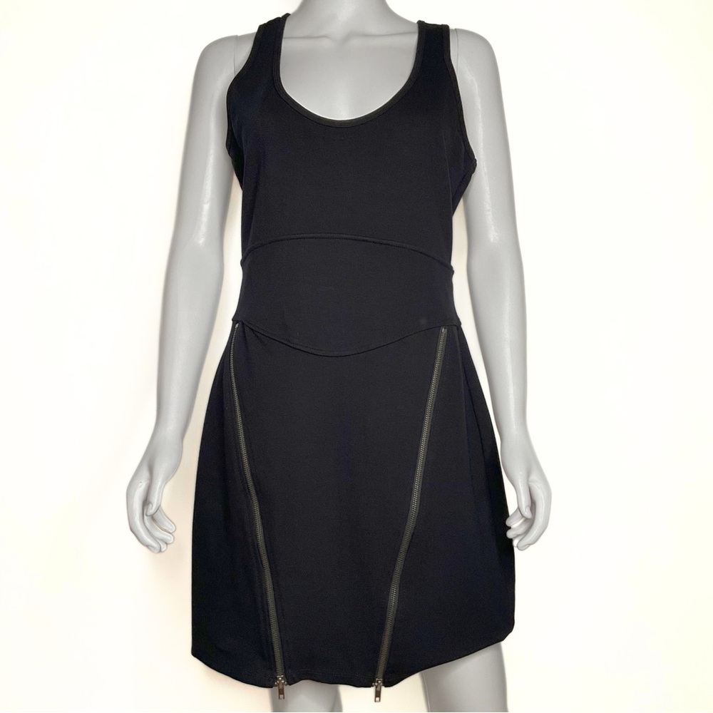 Betsey Johnson Black Widow Zipper Trap Dress Womens SZ L Daring Midnight Witch